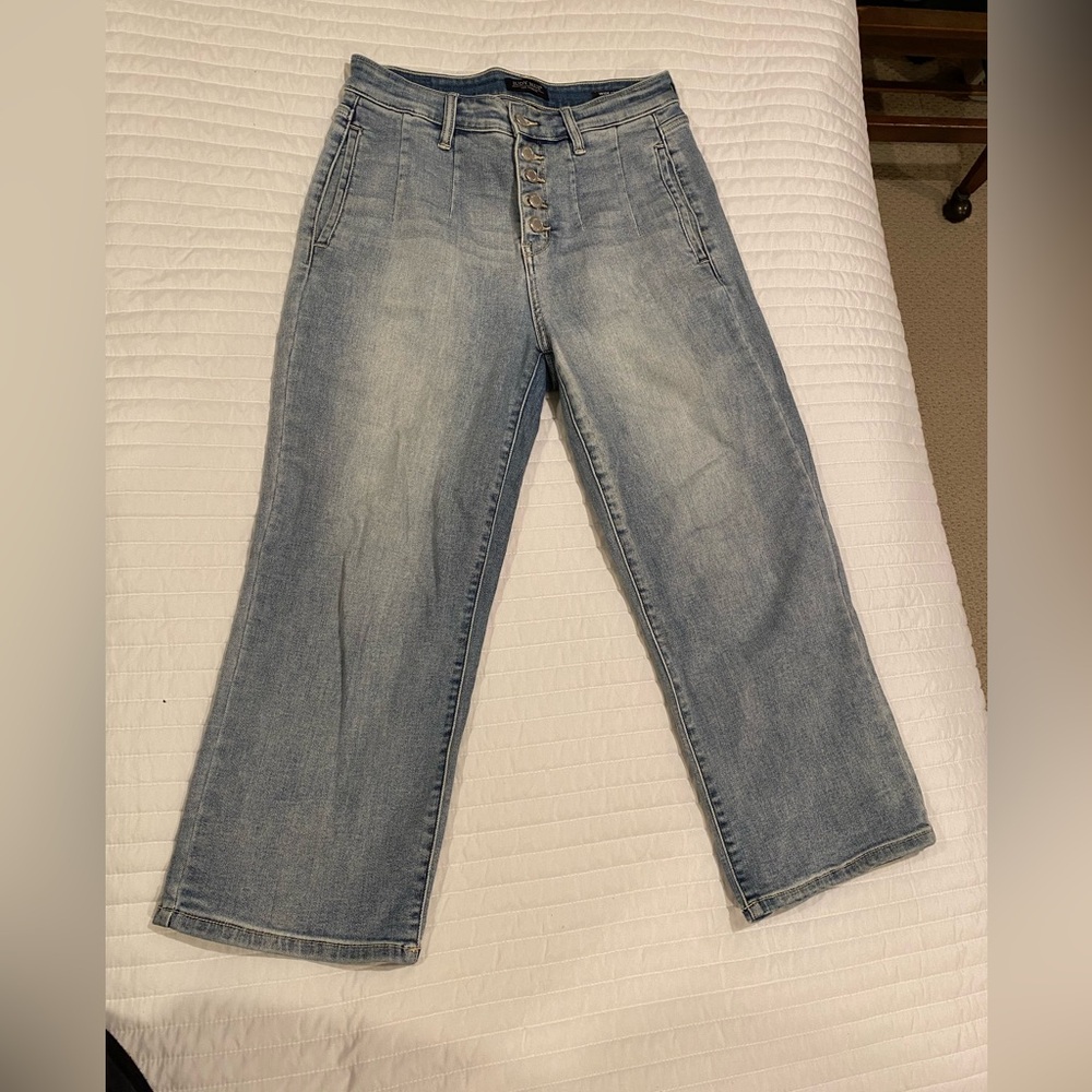 Judy Blue Crop Jeans High Rise Light Wash Wide Leg Button Fly 9/29